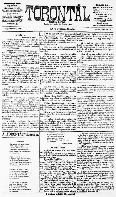 Torontál, 26. évf. 1897. március 5. 52. sz.