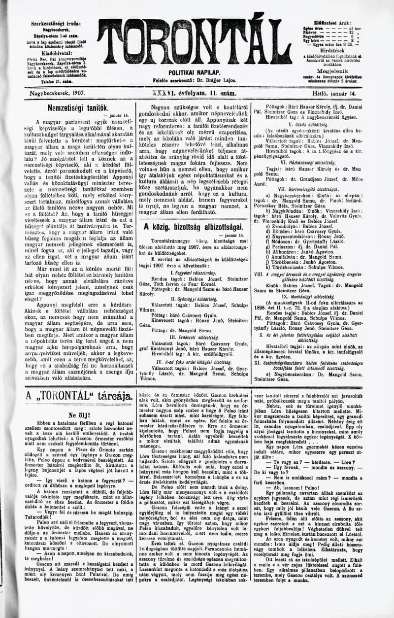 Torontál, 36. évf. 1907. január 14. 11. sz.