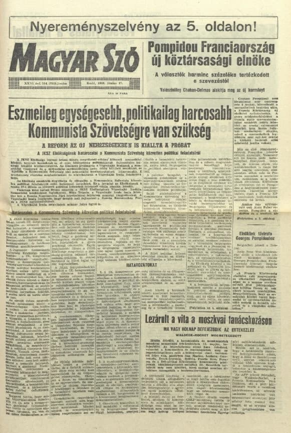 Magyar Szó, 26. évf. 1969. június 17. 164. sz. 1–14. oldal