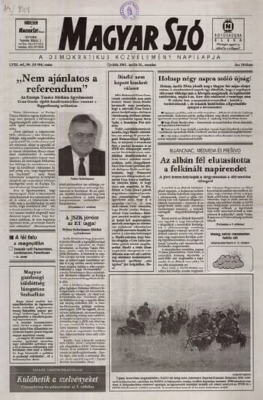Magyar Szó, 58. évf. 2001. április 28. 98. sz. 1–16. oldal
