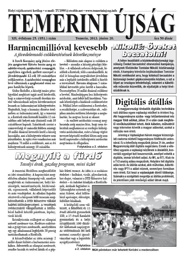 Temerini Újság, 19. évf. 2013. június 20. 25. sz.