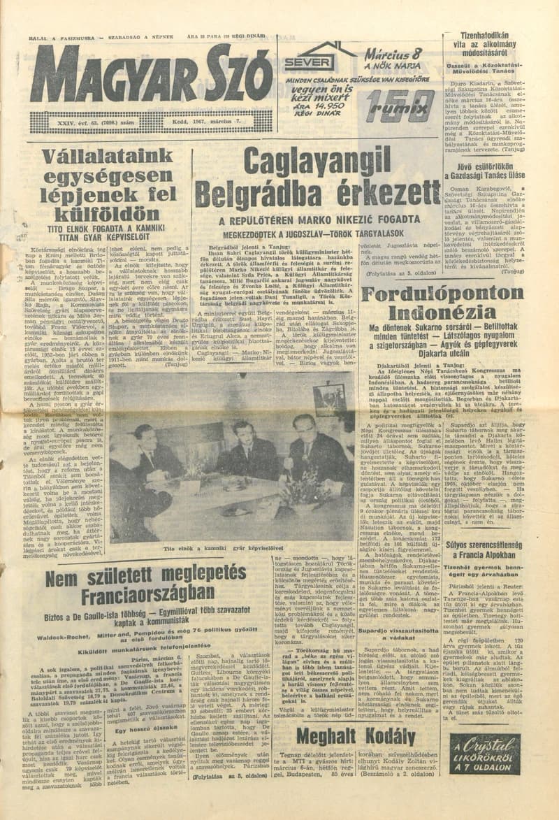 Magyar Szó, 24. évf. 1967. március 7. 63. sz. 1–16. oldal