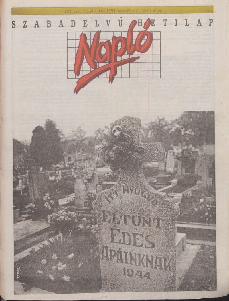 Napló - Szabadelvű hetilap, 5. évf. 1994. november 2. 235. sz.