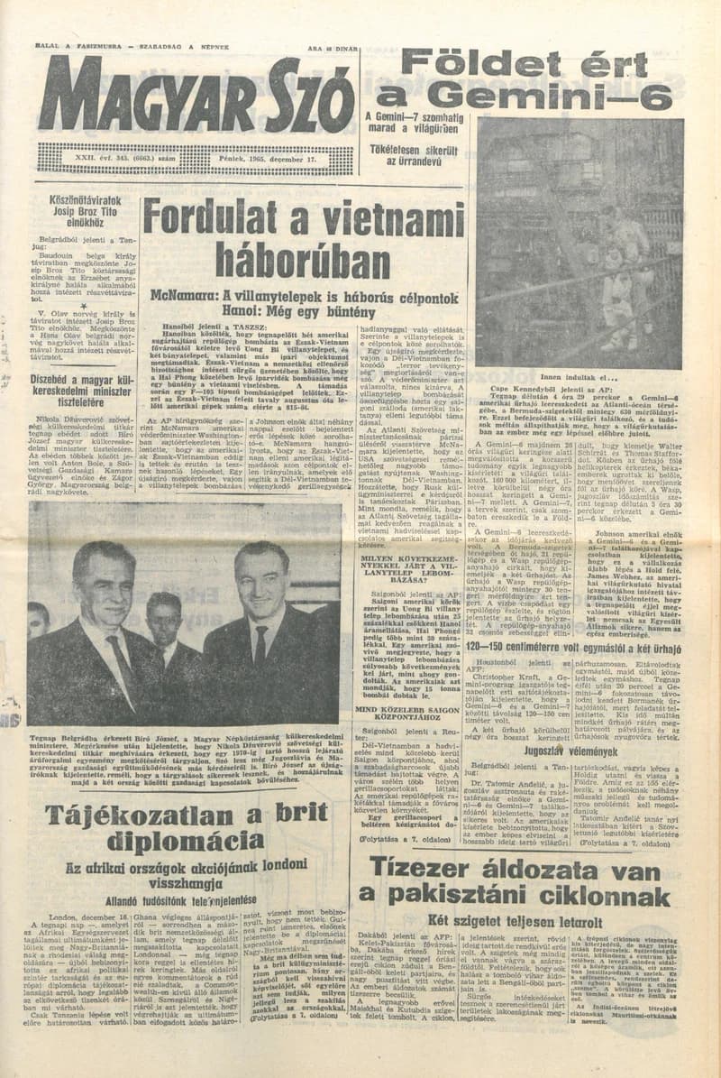 Magyar Szó, 22. évf. 1965. december 17. 345. sz.