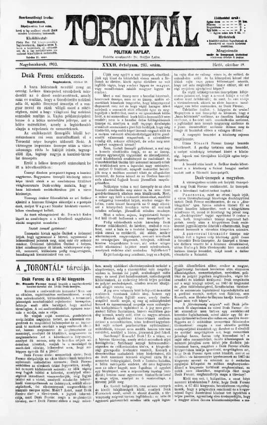 Torontál, 32. évf. 1903. október 19. 237. sz.