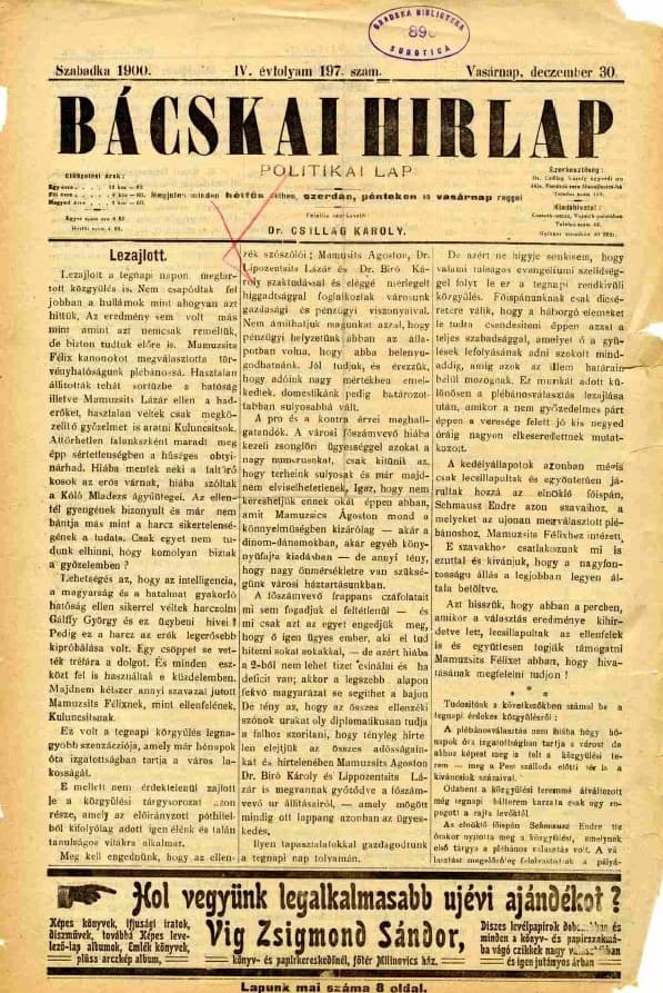 Bácskai Hirlap, 4. évf. 1900. december 30. 197. sz.