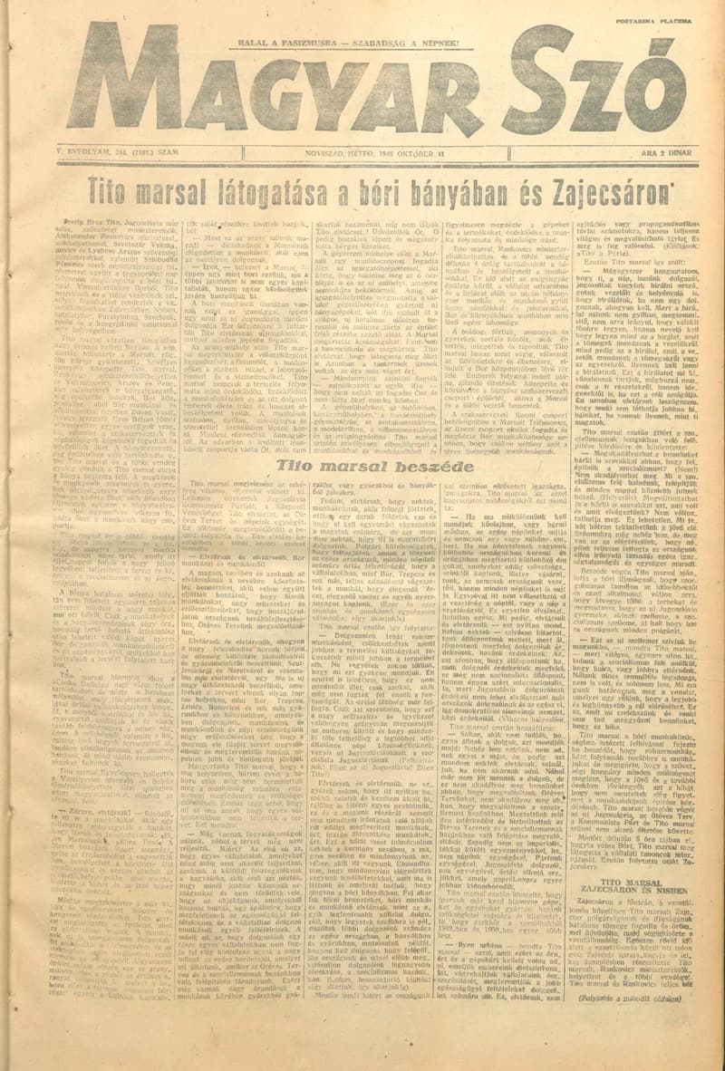 Magyar Szó, 5. évf. 1948. október 11. 244. sz. 1–4. oldal