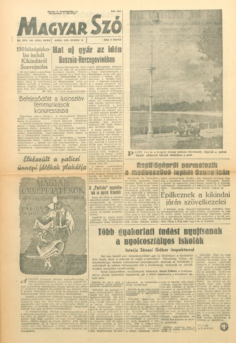 Magyar Szó, 9. évf. 1952. június 10. 138. sz. 1–6. oldal