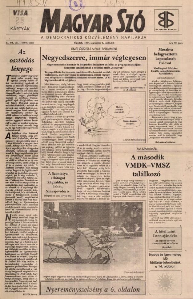 Magyar Szó, 51. évf. 1994. augusztus 4. 161. sz. 1–16. oldal