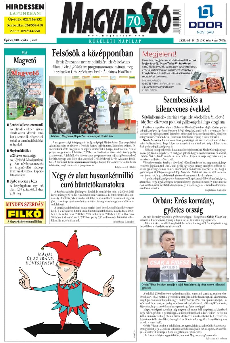 Magyar Szó, 71. évf. 2014. április 1. 74. sz. 1–20. oldal
