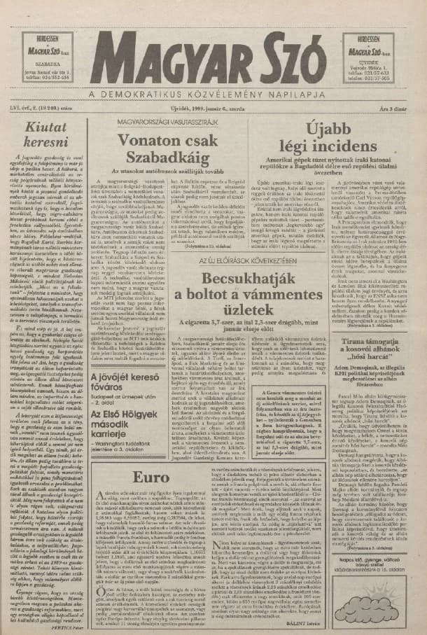 Magyar Szó, 56. évf. 1999. január 6. 2. sz. 1–16. oldal