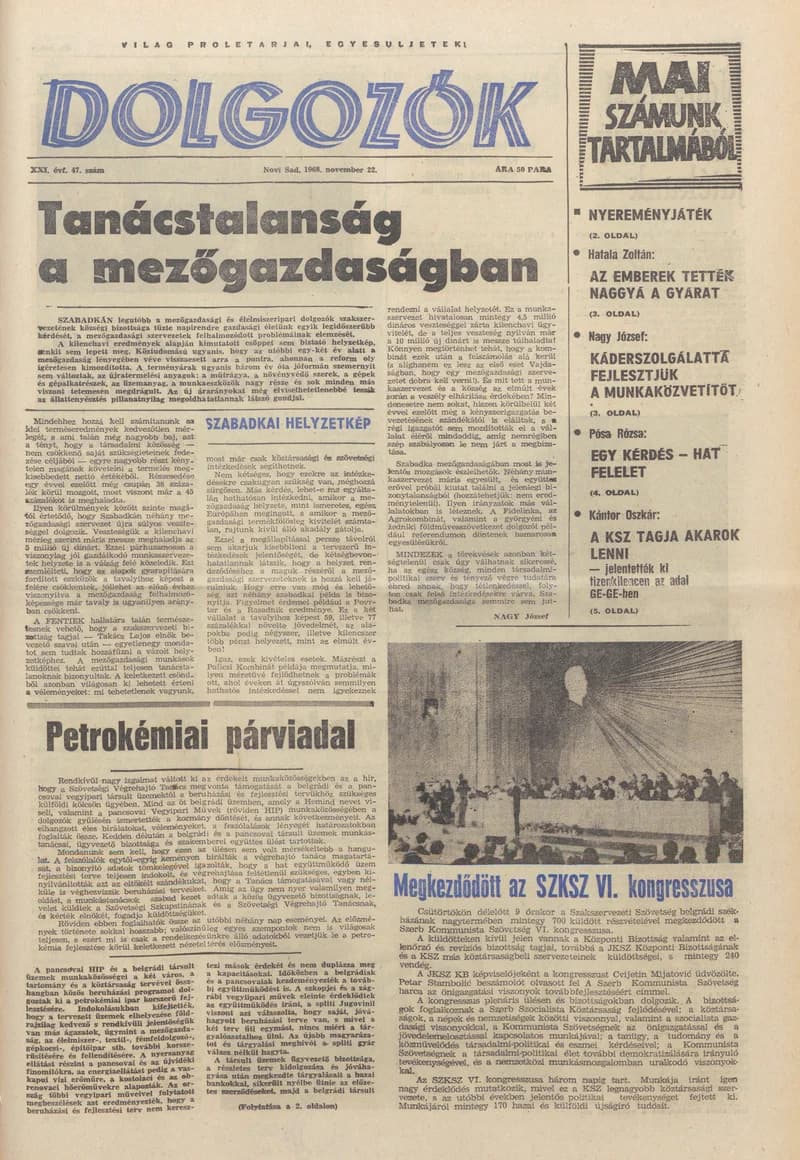 Dolgozók, 22. évf. 1968. november 22. 47. sz.
