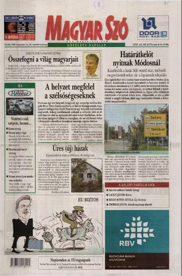 Magyar Szó, 67. évf. 2010. szeptember 18. – 19. 218. sz. 1–48. oldal
