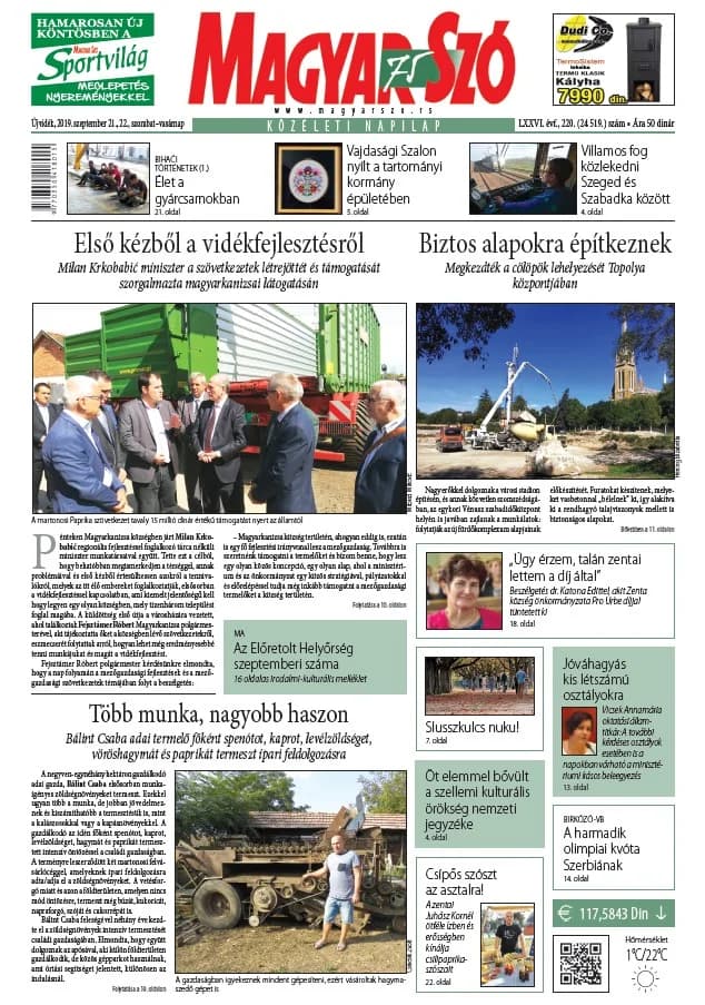 Magyar Szó, 76. évf. 2019. szeptember 21. – 22. 220. sz. 1–48. oldal