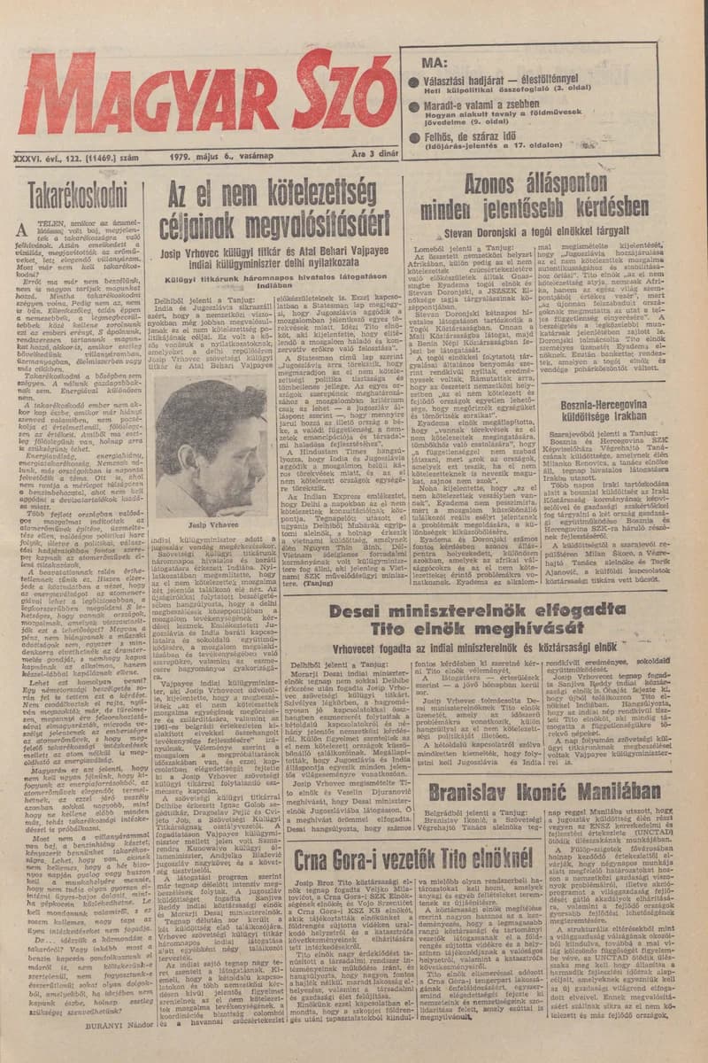 Magyar Szó, 36. évf. 1979. május 6. 122. sz. 1–28. oldal