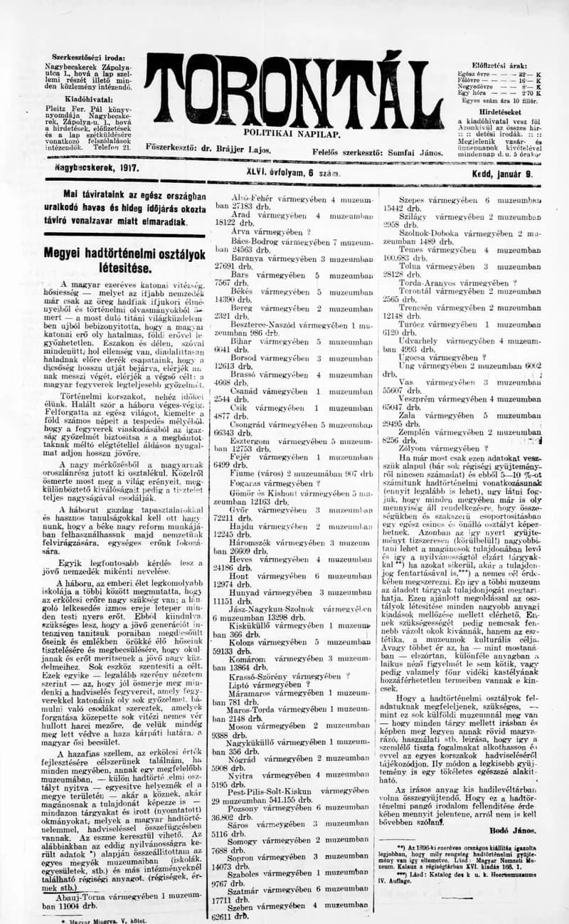 Torontál, 46. évf. 1917. január 9. 6. sz.