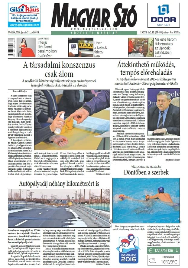 Magyar Szó, 73. évf. 2016. január 21. 15. sz. 1–20. oldal