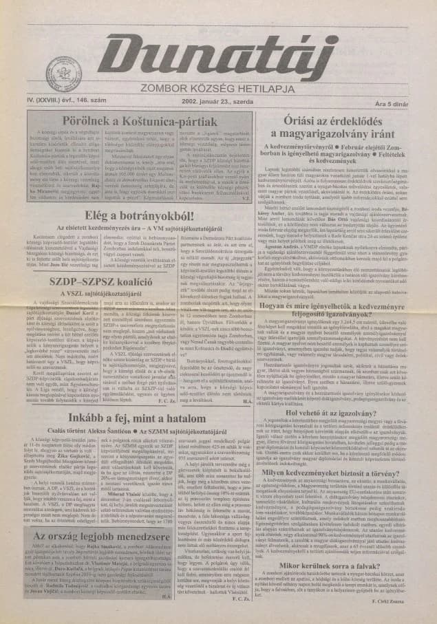 Dunatáj, 4. évf. 2002. január 23. 146. sz.