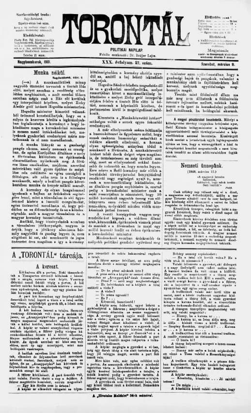 Torontál, 30. évf. 1901. március 9. 57. sz.