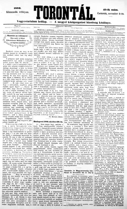 Torontál, 9. évf. 1880. november 4. 45. sz.