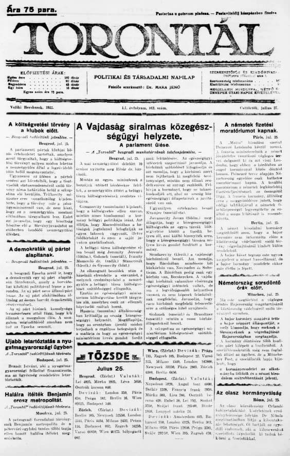 Torontál, 51. évf. 1922. július 27. 163. sz.