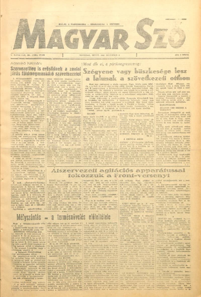 Magyar Szó, 5. évf. 1948. december 6. 291. sz. 1–4. oldal