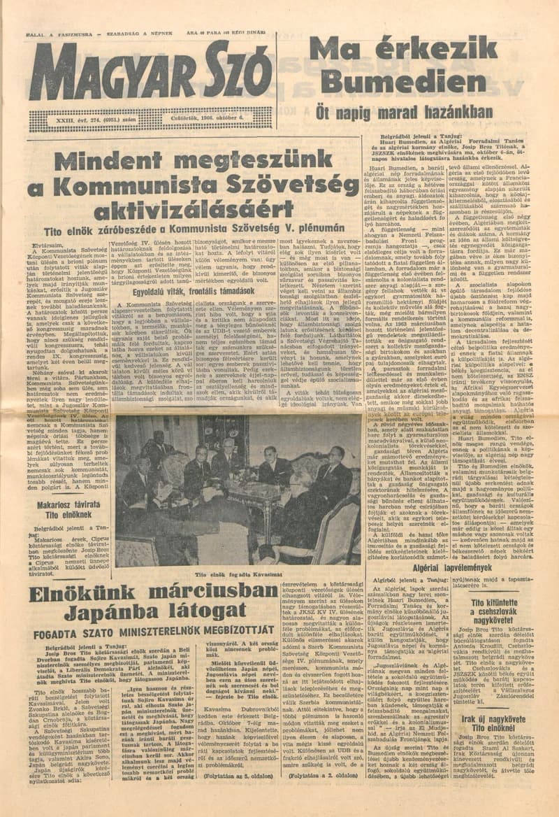 Magyar Szó, 23. évf. 1966. október 6. 274. sz.