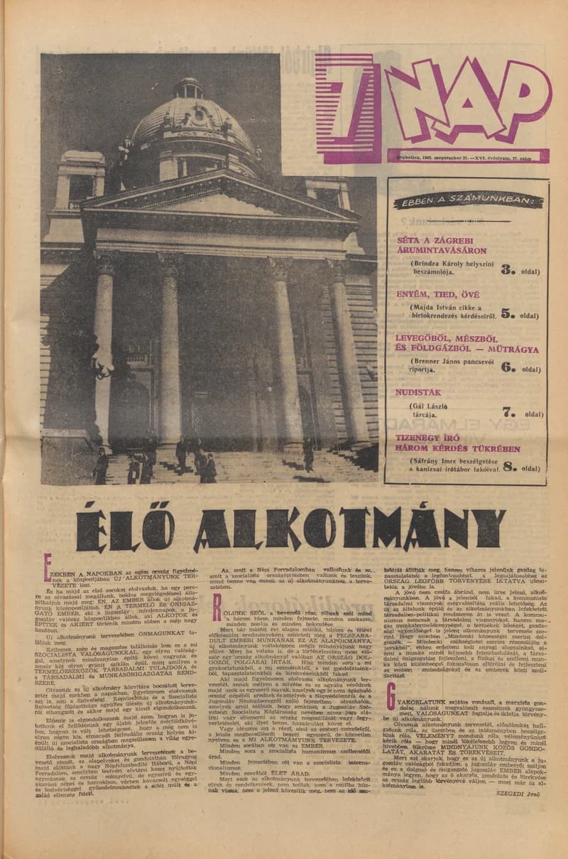 7 Nap, 17. évf. 1962. szeptember 21. 37. sz. 1–20. oldal