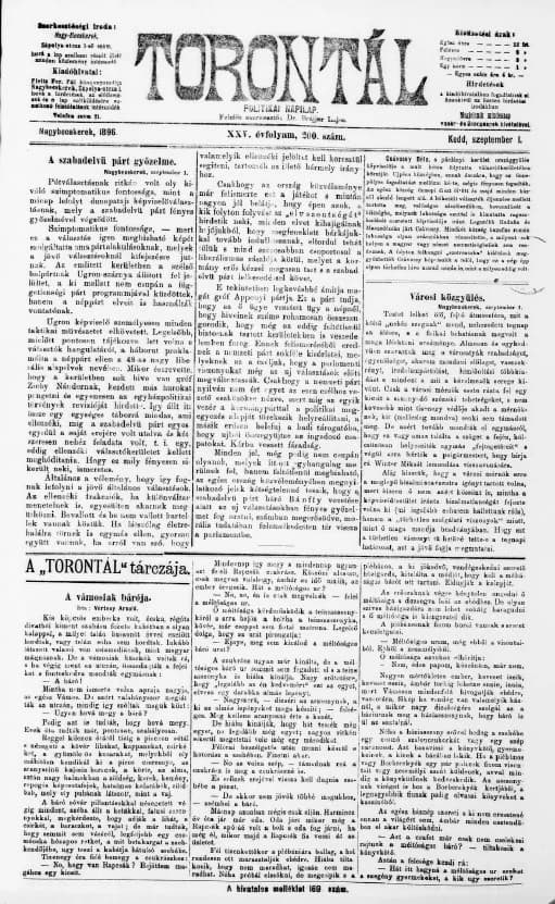 Torontál, 25. évf. 1896. szeptember 1. 200. sz.