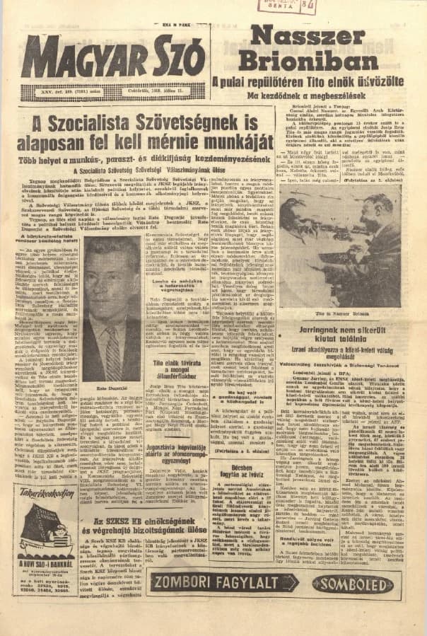 Magyar Szó, 25. évf. 1968. július 11. 189. sz. 1–16. oldal