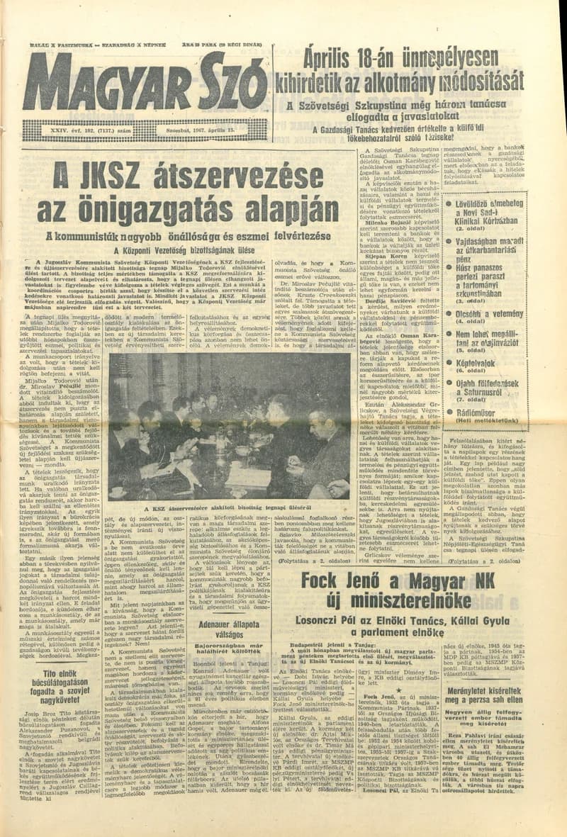 Magyar Szó, 24. évf. 1967. április 15. 102. sz. 1–12. oldal