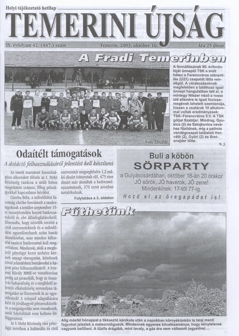 Temerini Újság, 9. évf. 2003. október 16. 42. sz.