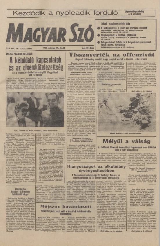 Magyar Szó, 42. évf. 1985. március 19. 76. sz. 1–20. oldal