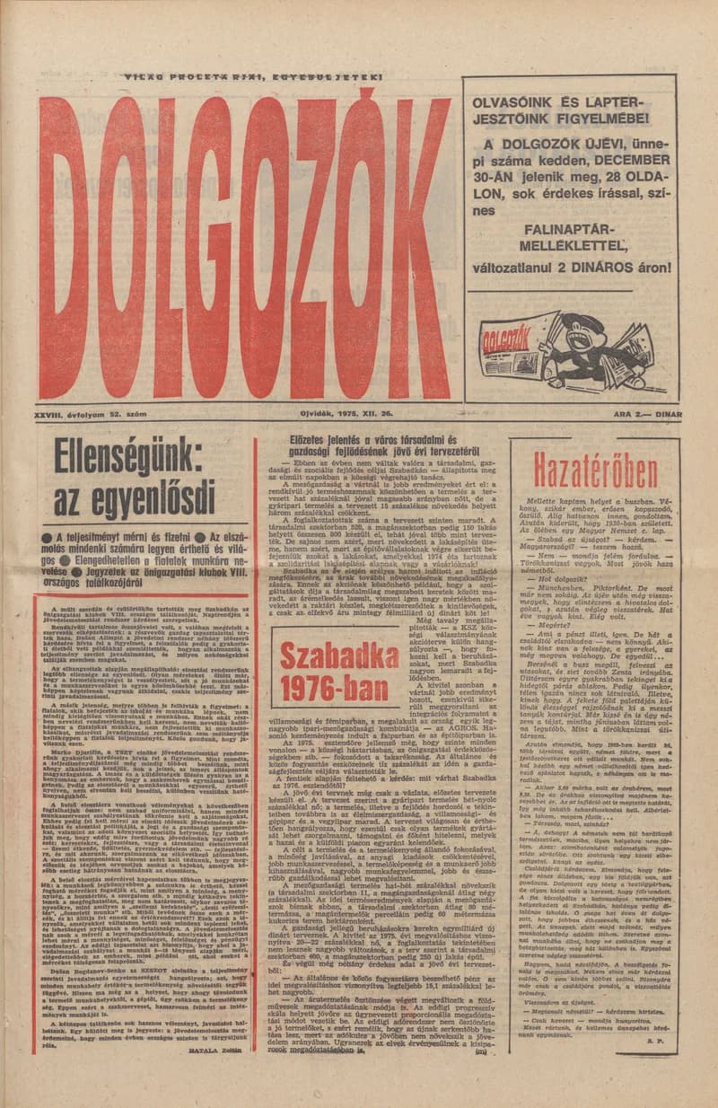 Dolgozók, 29. évf. 1975. december 26. 52. sz.
