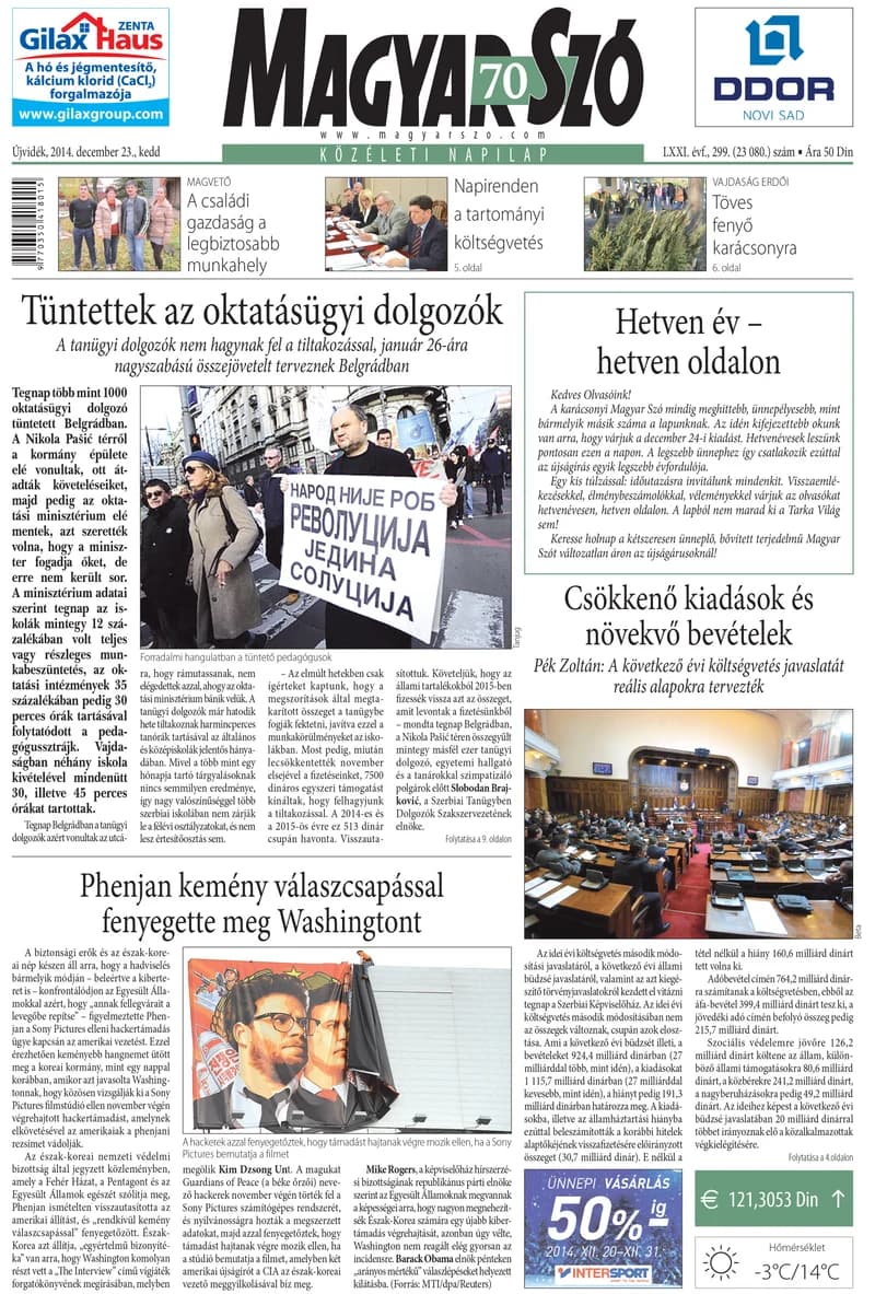 Magyar Szó, 71. évf. 2014. december 23. 299. sz. 1–20. oldal