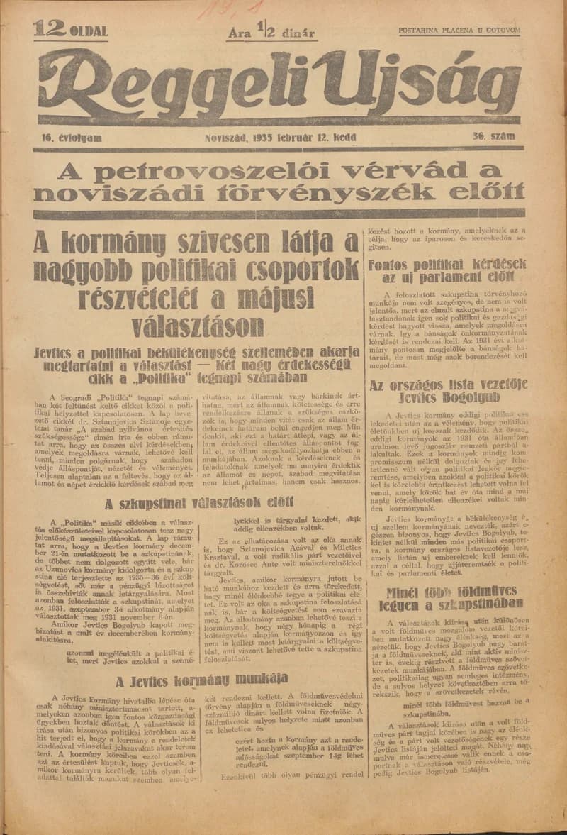 Reggeli Újság, 16. évf. 1935. február 12. 36. sz.