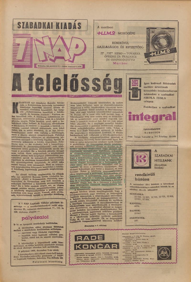 7 Nap, 23. évf. 1968. november 15. 47. sz. 1–16. oldal