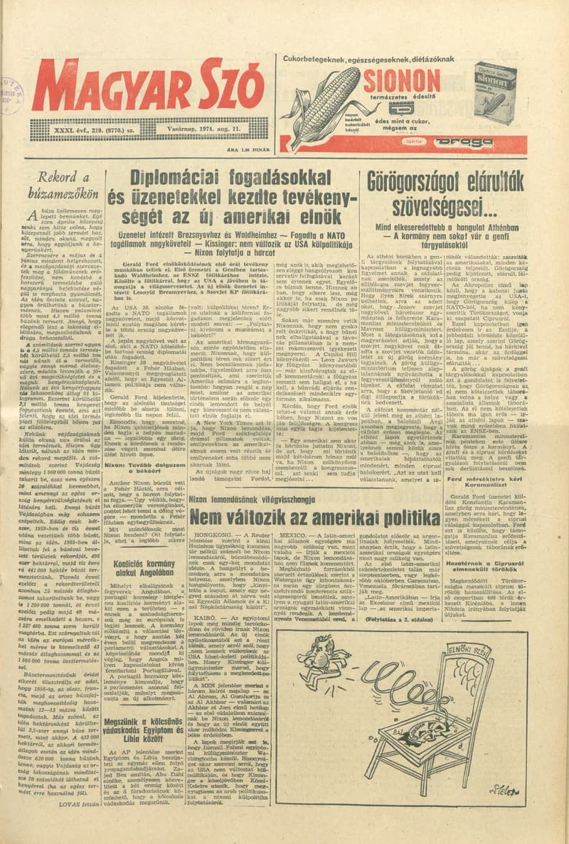 Magyar Szó, 31. évf. 1974. augusztus 11. 219. sz. 1–28. oldal