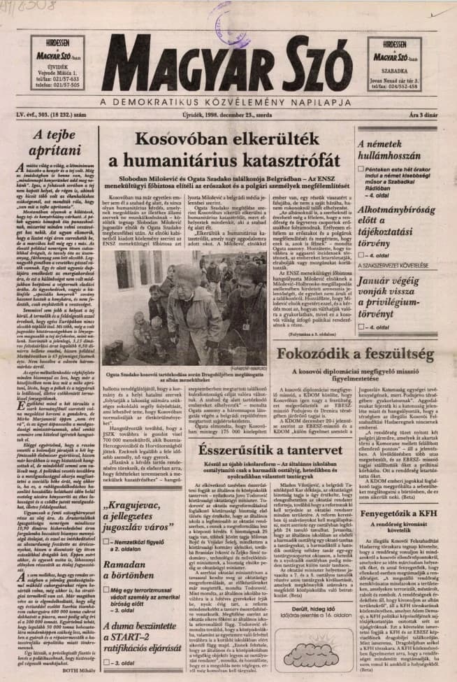 Magyar Szó, 55. évf. 1998. december 23. 303. sz. 1–16. oldal