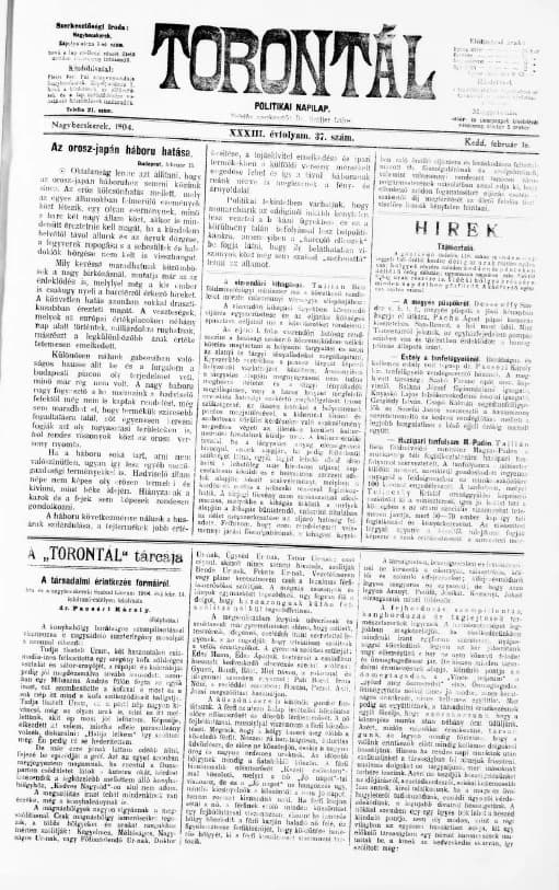 Torontál, 33. évf. 1904. február 16. 37. sz.