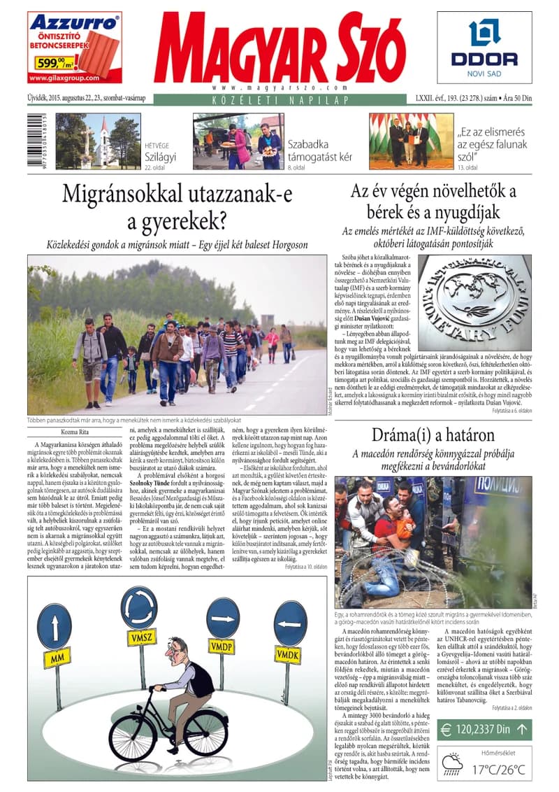 Magyar Szó, 72. évf. 2015. augusztus 22. – 23. 193. sz. 1–32. oldal
