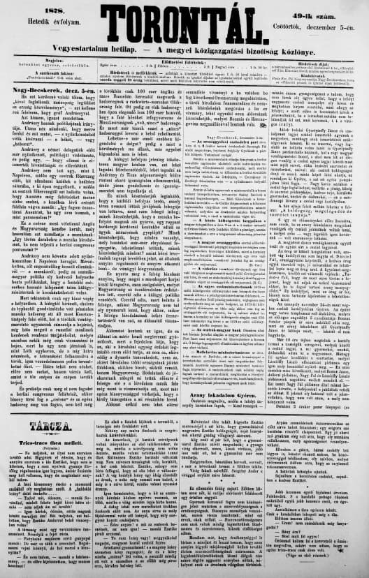 Torontál, 7. évf. 1878. december 5. 49. sz.