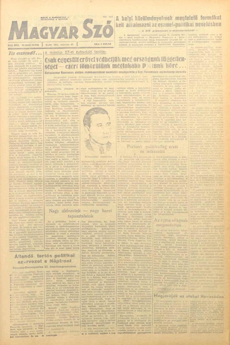 Magyar Szó, 8. évf. 1951. március 27. 73. sz. 1–8. oldal