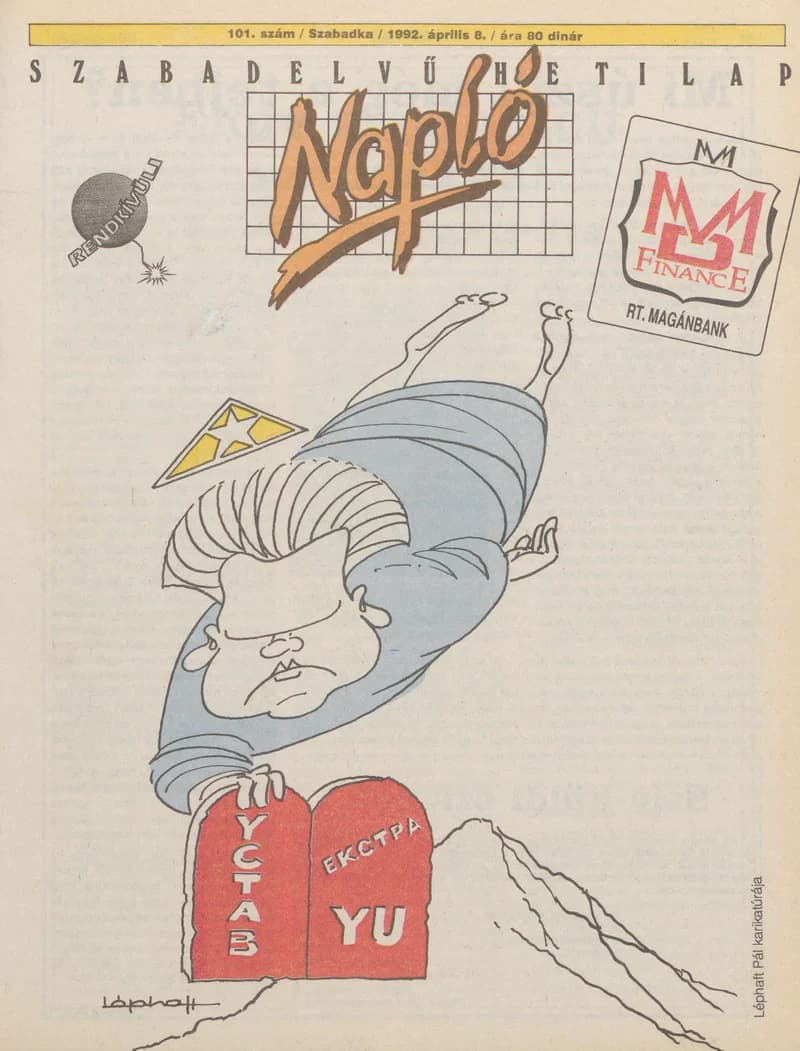 Napló - Szabadelvű hetilap, 3. évf. 1992. április 8. 101. sz.