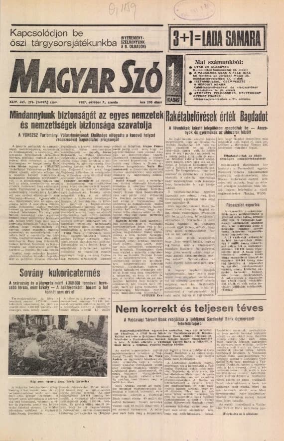 Magyar Szó, 44. évf. 1987. október 7. 276. sz. 1–16. oldal