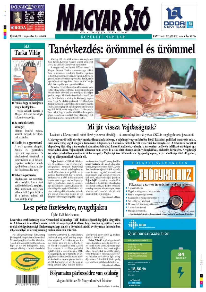 Magyar Szó, 68. évf. 2011. szeptember 1. 203. sz. 1–20. oldal