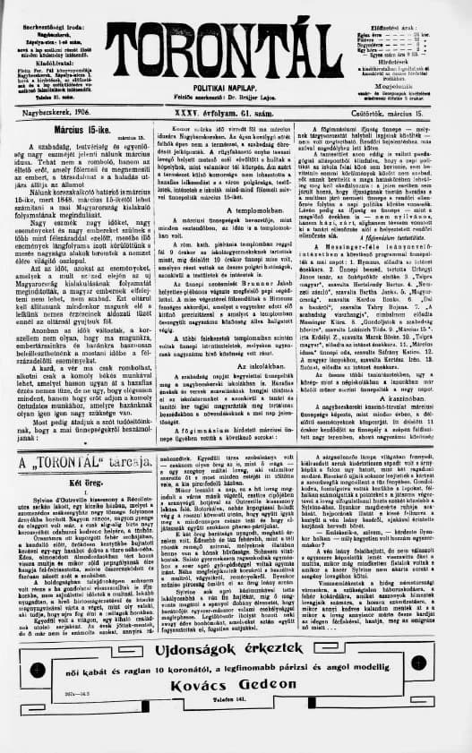 Torontál, 35. évf. 1906. március 15. 61. sz.