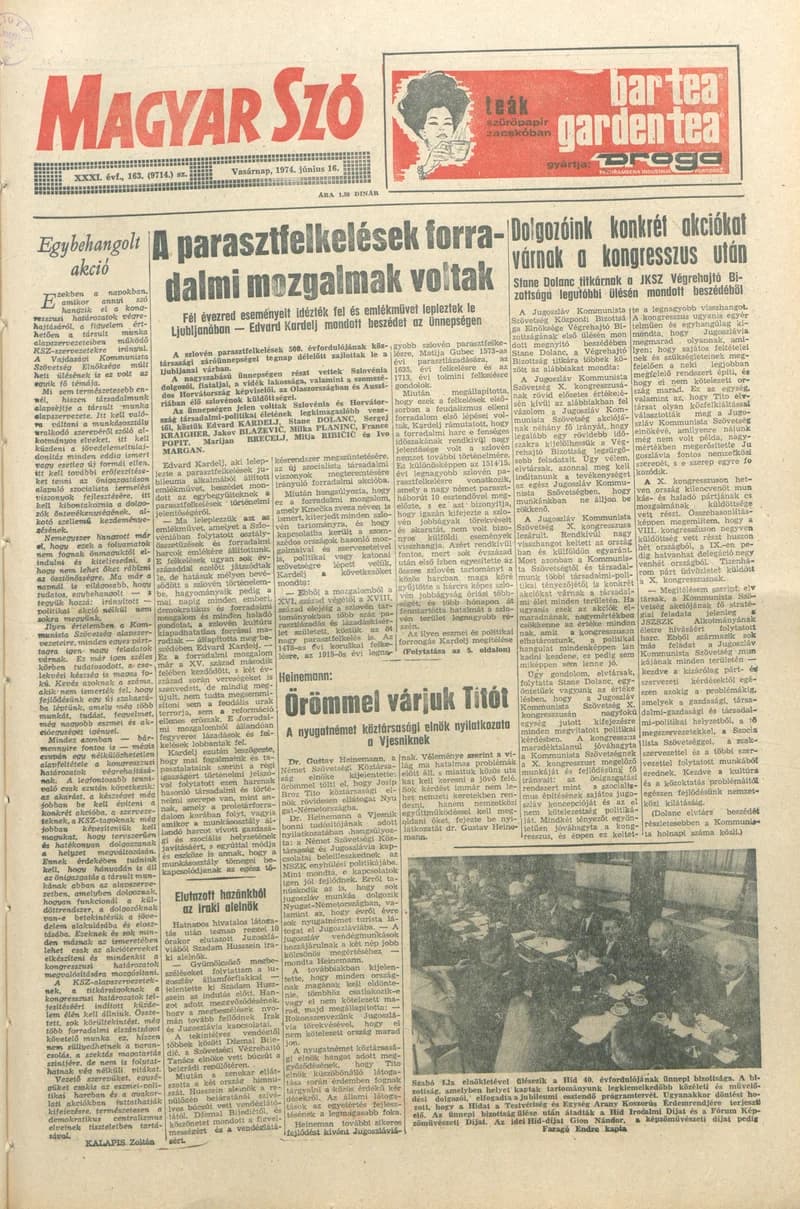 Magyar Szó, 31. évf. 1974. június 16. 163. sz. 1–28. oldal