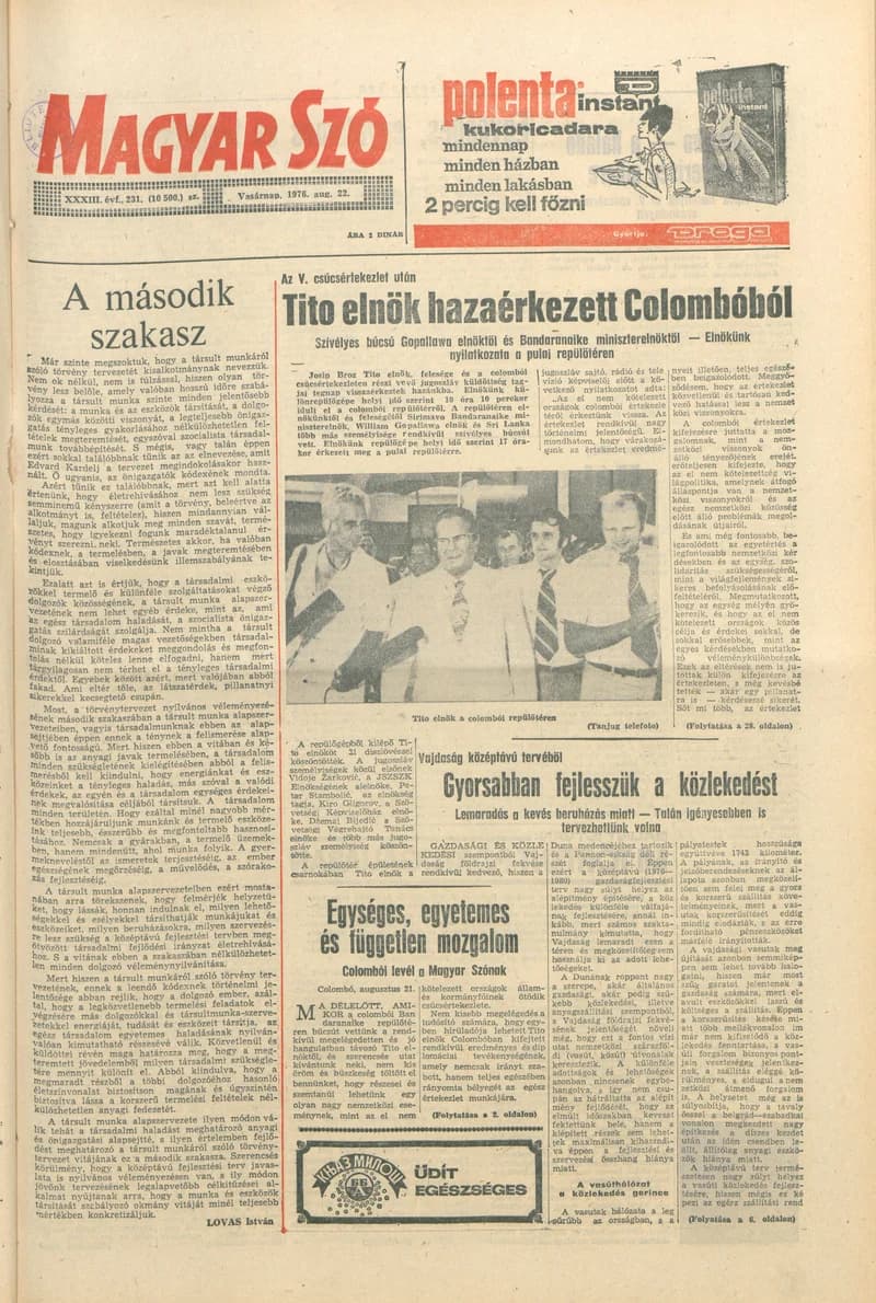 Magyar Szó, 33. évf. 1976. augusztus 22. 231. sz. 1–28. oldal