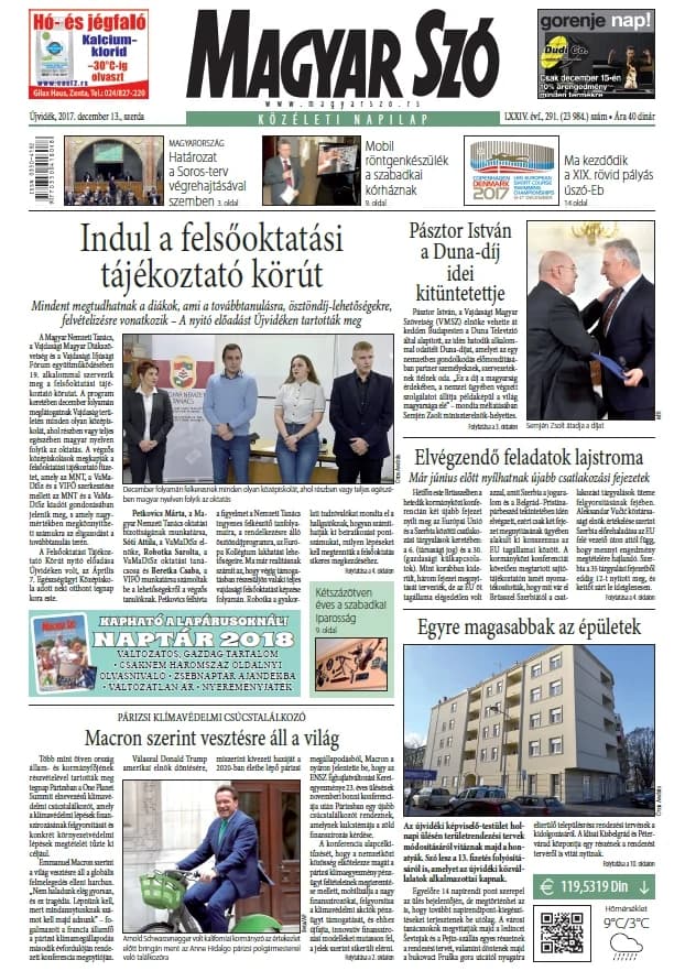 Magyar Szó, 74. évf. 2017. december 13. 291. sz. 1–16. oldal